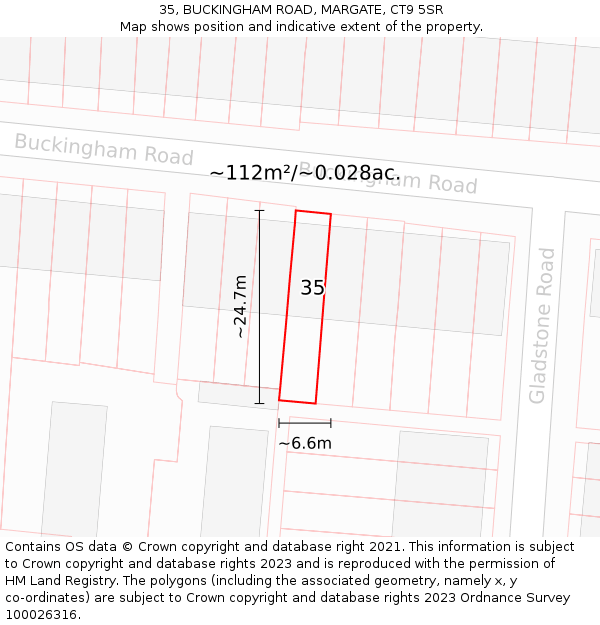 35, BUCKINGHAM ROAD, MARGATE, CT9 5SR: Plot and title map