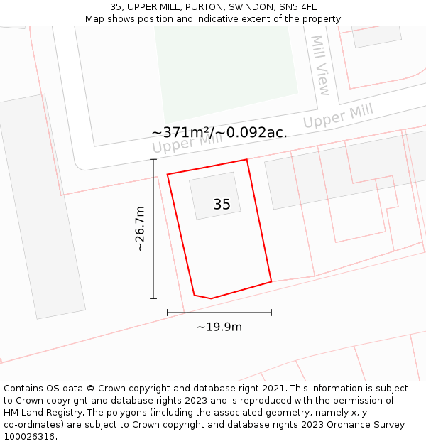 35, UPPER MILL, PURTON, SWINDON, SN5 4FL: Plot and title map
