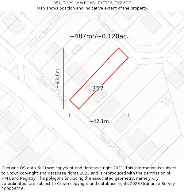 357, TOPSHAM ROAD, EXETER, EX2 6EZ: Plot and title map