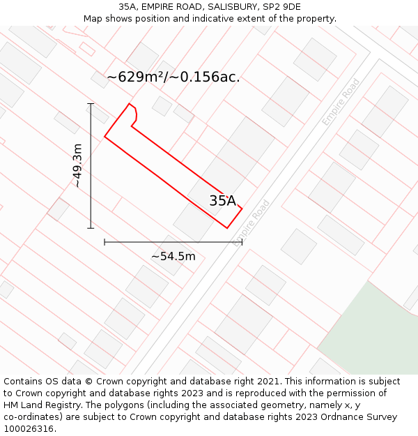 35A, EMPIRE ROAD, SALISBURY, SP2 9DE: Plot and title map
