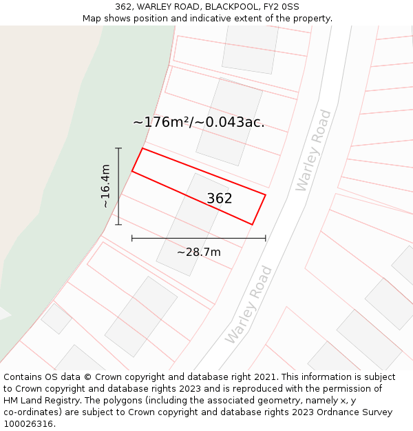 362, WARLEY ROAD, BLACKPOOL, FY2 0SS: Plot and title map
