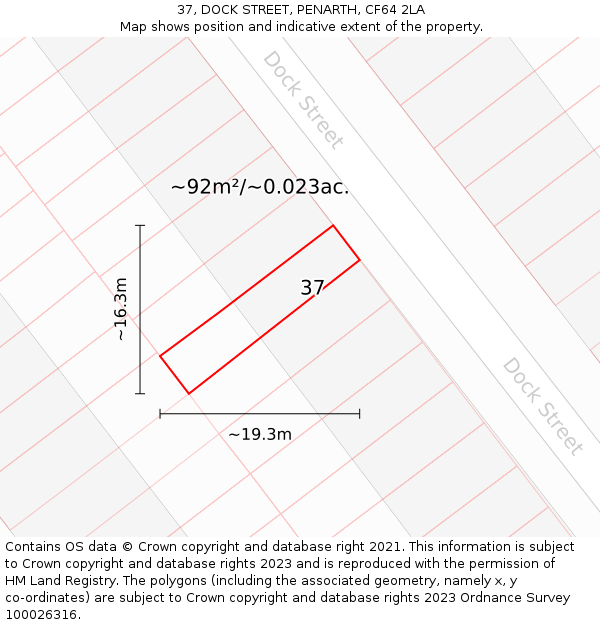 37, DOCK STREET, PENARTH, CF64 2LA: Plot and title map