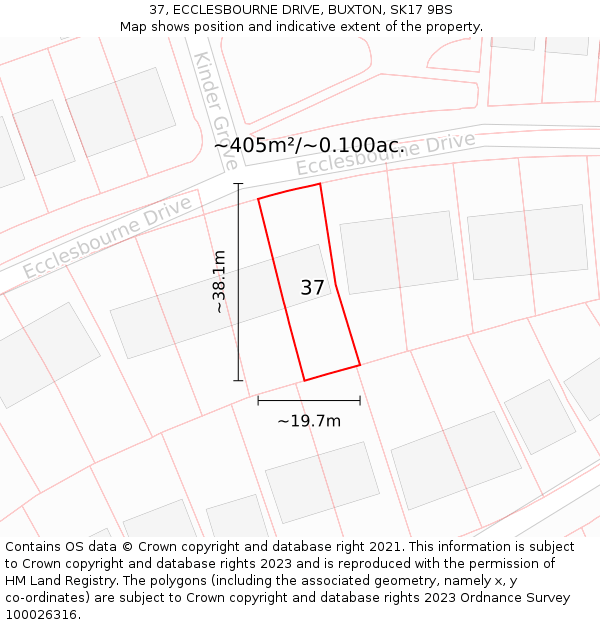 37, ECCLESBOURNE DRIVE, BUXTON, SK17 9BS: Plot and title map