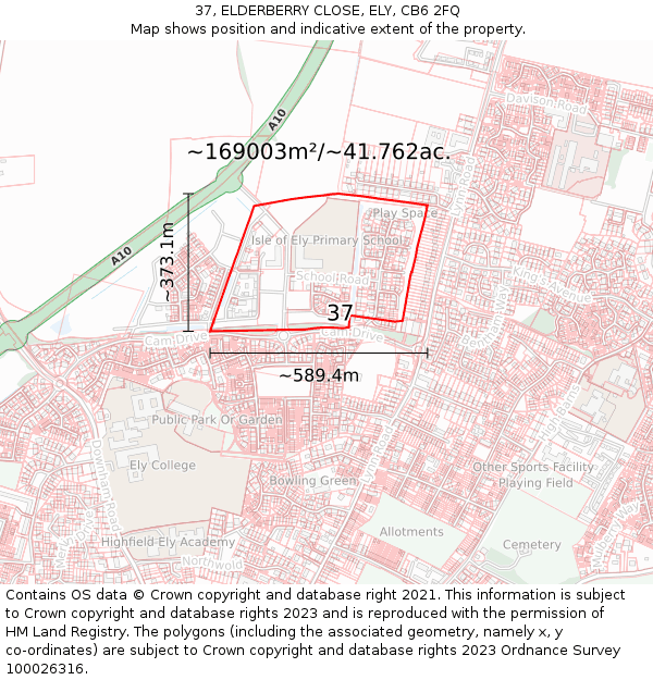 37, ELDERBERRY CLOSE, ELY, CB6 2FQ: Plot and title map
