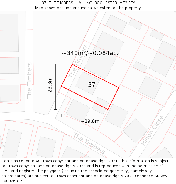 37, THE TIMBERS, HALLING, ROCHESTER, ME2 1FY: Plot and title map