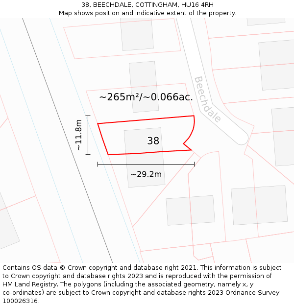 38, BEECHDALE, COTTINGHAM, HU16 4RH: Plot and title map