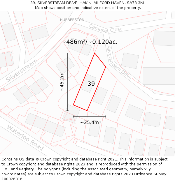 39, SILVERSTREAM DRIVE, HAKIN, MILFORD HAVEN, SA73 3NL: Plot and title map