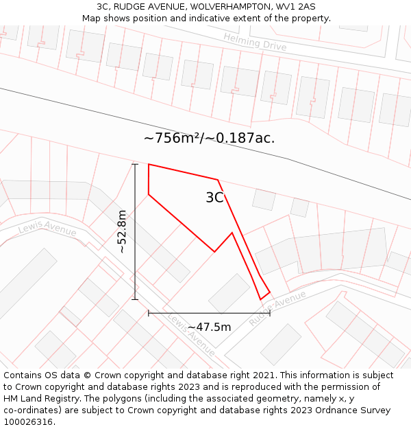3C, RUDGE AVENUE, WOLVERHAMPTON, WV1 2AS: Plot and title map