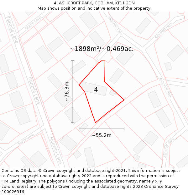 4, ASHCROFT PARK, COBHAM, KT11 2DN: Plot and title map
