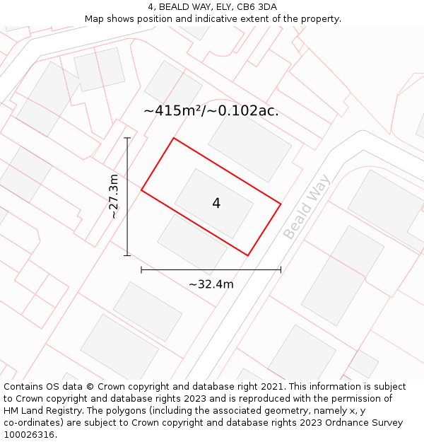 4, BEALD WAY, ELY, CB6 3DA: Plot and title map