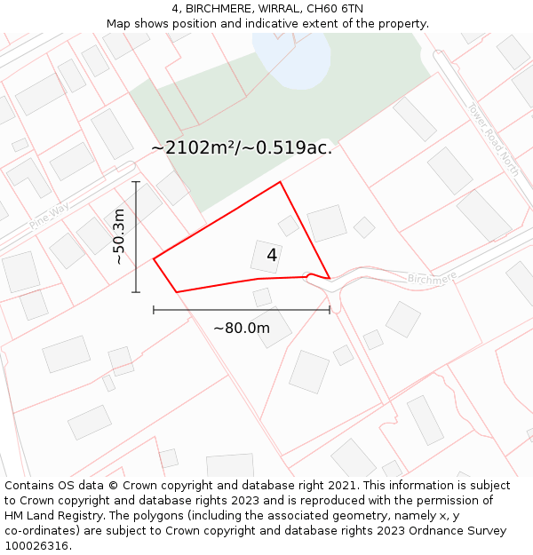 4, BIRCHMERE, WIRRAL, CH60 6TN: Plot and title map