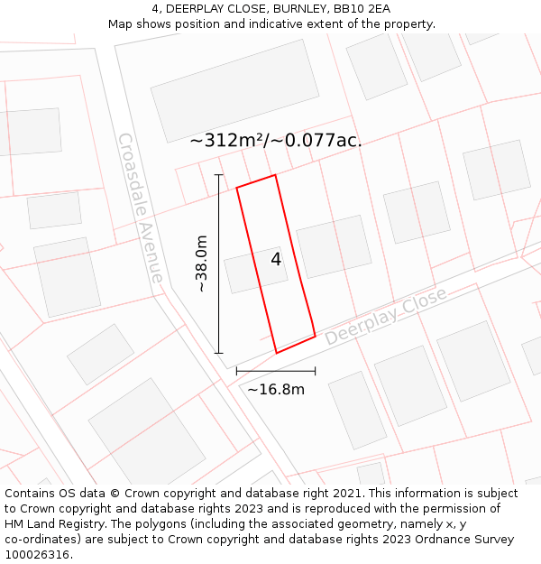 4, DEERPLAY CLOSE, BURNLEY, BB10 2EA: Plot and title map