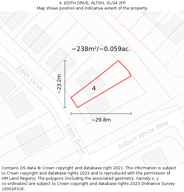 4, EDITH DRIVE, ALTON, GU34 2FP: Plot and title map