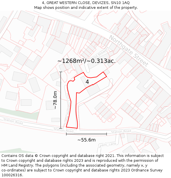 4, GREAT WESTERN CLOSE, DEVIZES, SN10 1AQ: Plot and title map