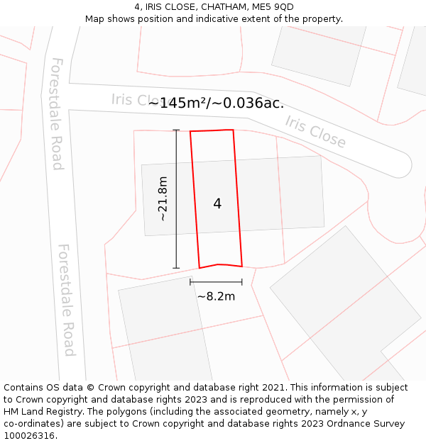 4, IRIS CLOSE, CHATHAM, ME5 9QD: Plot and title map