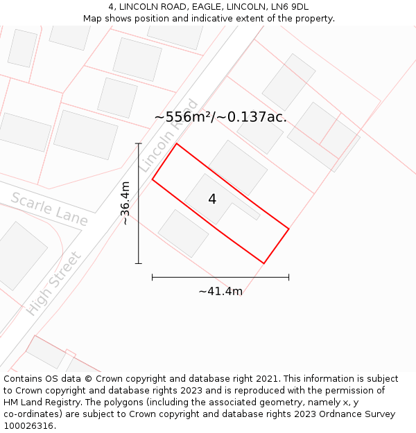 4, LINCOLN ROAD, EAGLE, LINCOLN, LN6 9DL: Plot and title map
