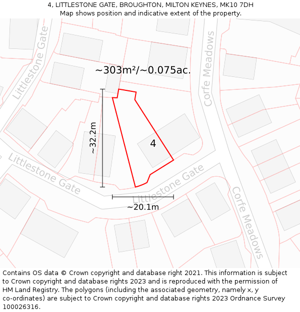 4, LITTLESTONE GATE, BROUGHTON, MILTON KEYNES, MK10 7DH: Plot and title map