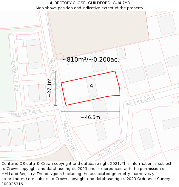 4, RECTORY CLOSE, GUILDFORD, GU4 7AR: Plot and title map
