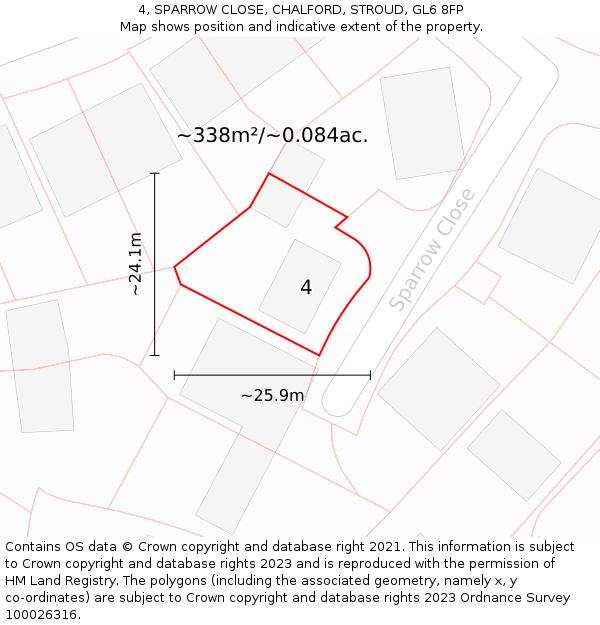 4, SPARROW CLOSE, CHALFORD, STROUD, GL6 8FP: Plot and title map