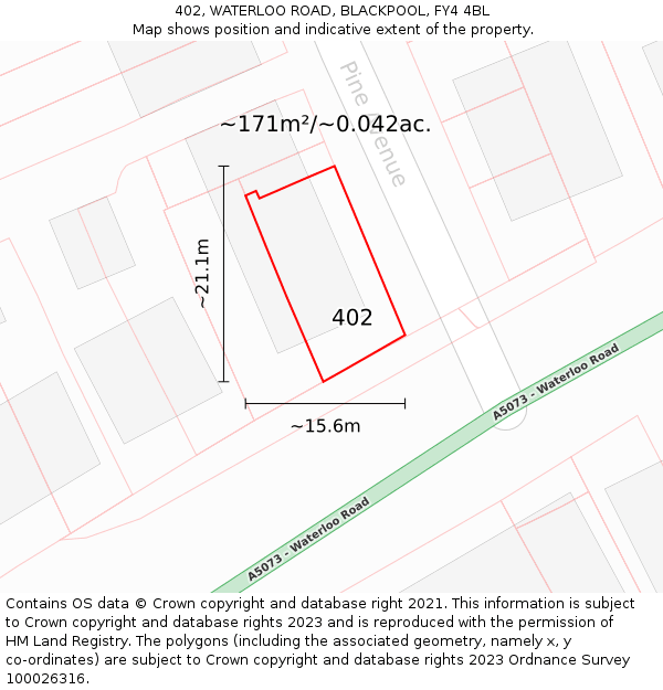 402, WATERLOO ROAD, BLACKPOOL, FY4 4BL: Plot and title map