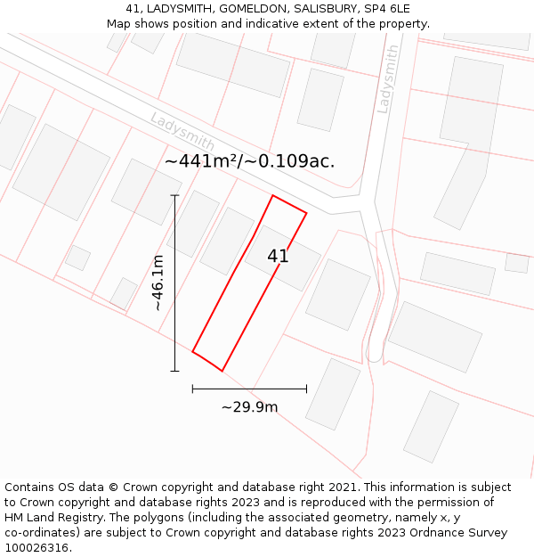 41, LADYSMITH, GOMELDON, SALISBURY, SP4 6LE: Plot and title map