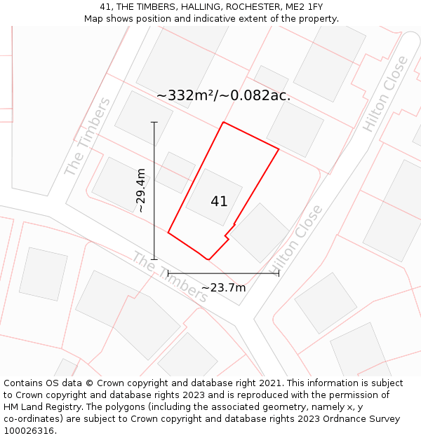 41, THE TIMBERS, HALLING, ROCHESTER, ME2 1FY: Plot and title map