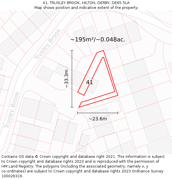41, TRUSLEY BROOK, HILTON, DERBY, DE65 5LA: Plot and title map