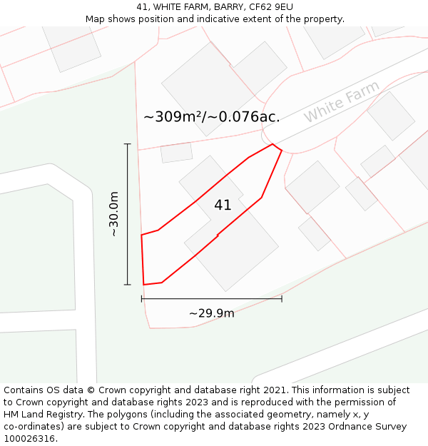 41, WHITE FARM, BARRY, CF62 9EU: Plot and title map