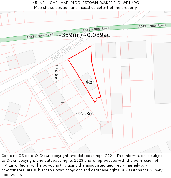 45, NELL GAP LANE, MIDDLESTOWN, WAKEFIELD, WF4 4PG: Plot and title map