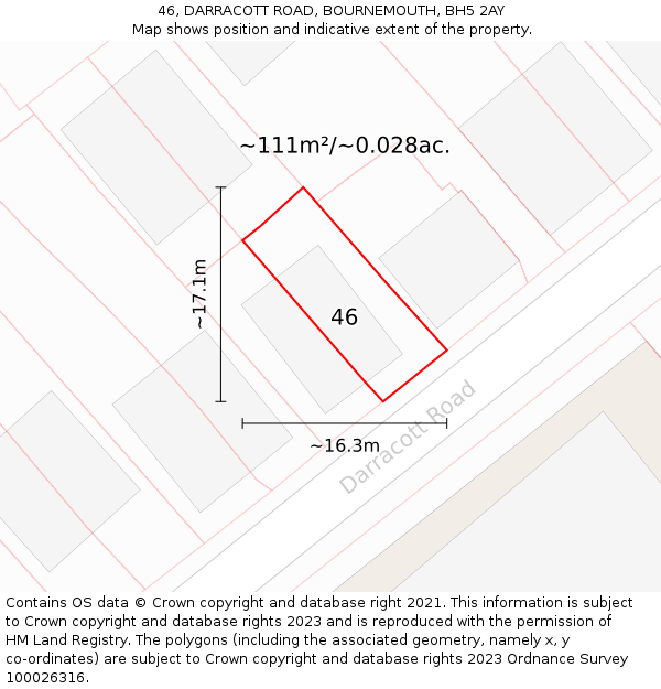 46, DARRACOTT ROAD, BOURNEMOUTH, BH5 2AY: Plot and title map