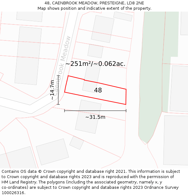 48, CAENBROOK MEADOW, PRESTEIGNE, LD8 2NE: Plot and title map