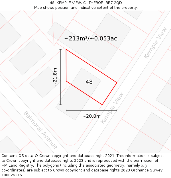 48, KEMPLE VIEW, CLITHEROE, BB7 2QD: Plot and title map