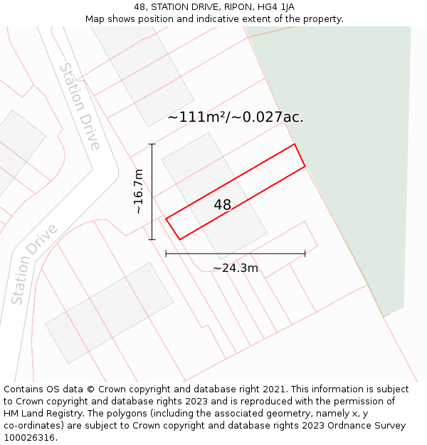 48, STATION DRIVE, RIPON, HG4 1JA: Plot and title map