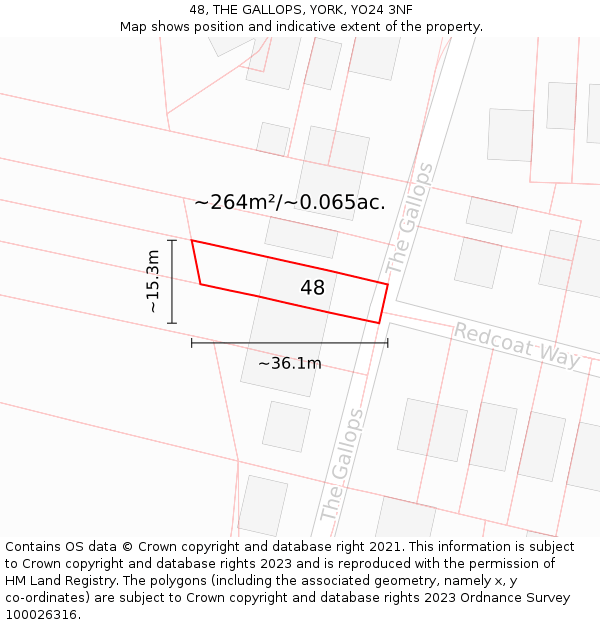 48, THE GALLOPS, YORK, YO24 3NF: Plot and title map
