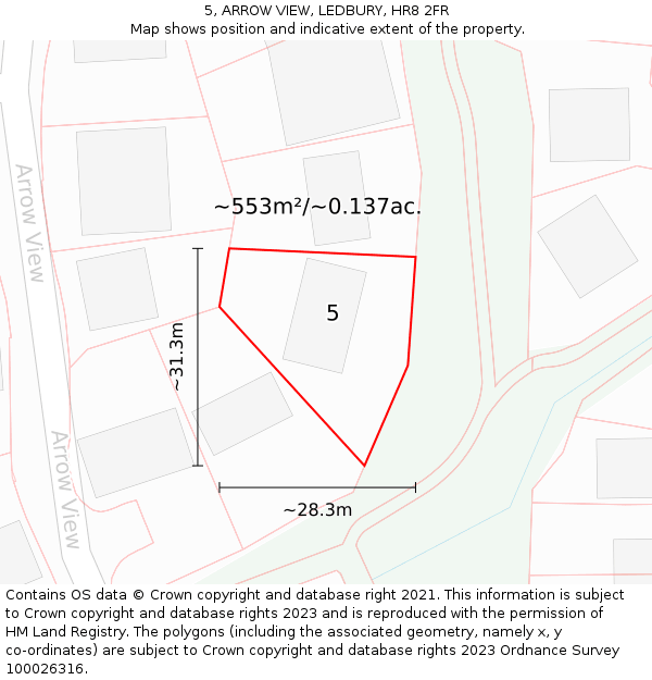 5, ARROW VIEW, LEDBURY, HR8 2FR: Plot and title map