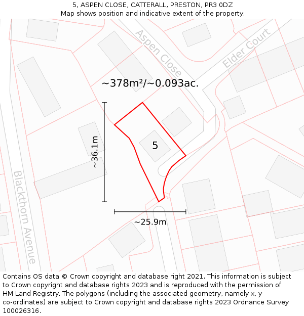 5, ASPEN CLOSE, CATTERALL, PRESTON, PR3 0DZ: Plot and title map