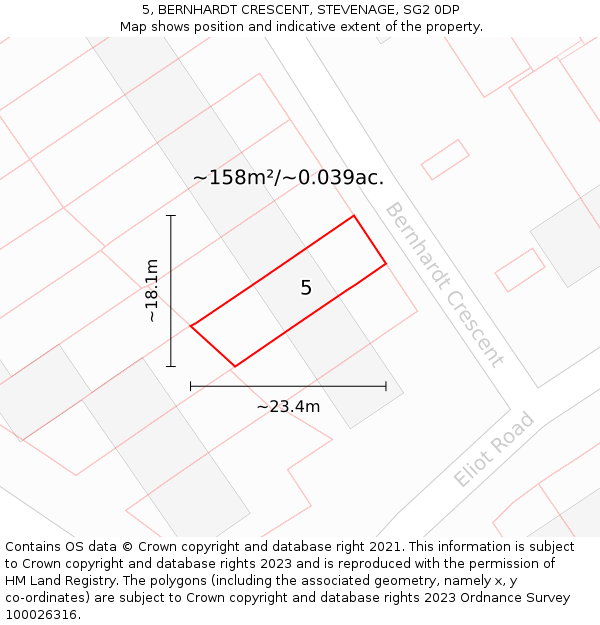 5, BERNHARDT CRESCENT, STEVENAGE, SG2 0DP: Plot and title map