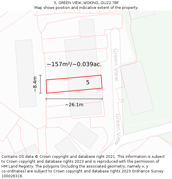 5, GREEN VIEW, WOKING, GU22 7BF: Plot and title map
