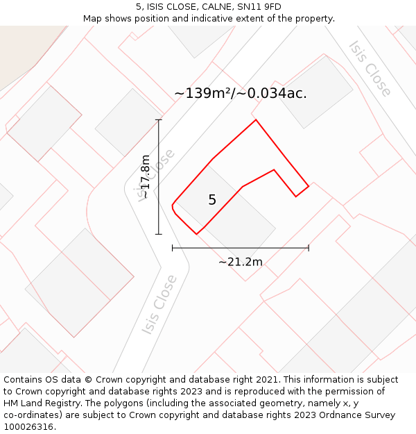 5, ISIS CLOSE, CALNE, SN11 9FD: Plot and title map