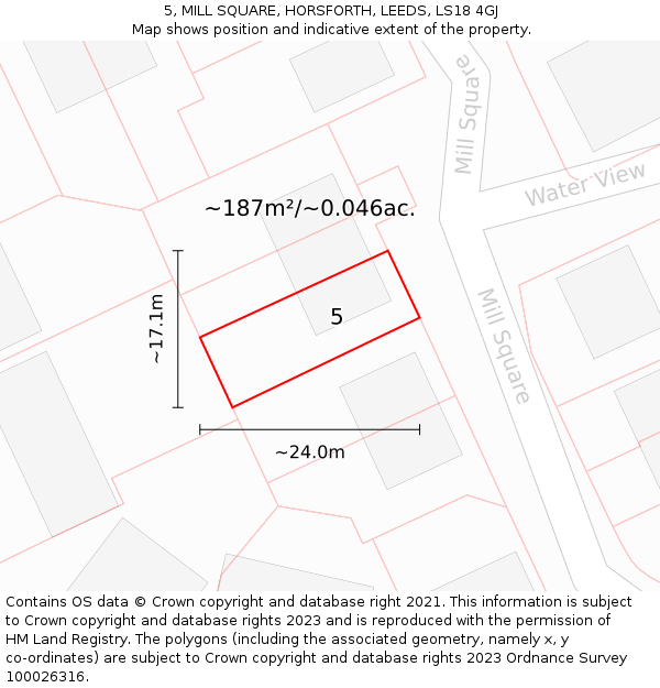 5, MILL SQUARE, HORSFORTH, LEEDS, LS18 4GJ: Plot and title map