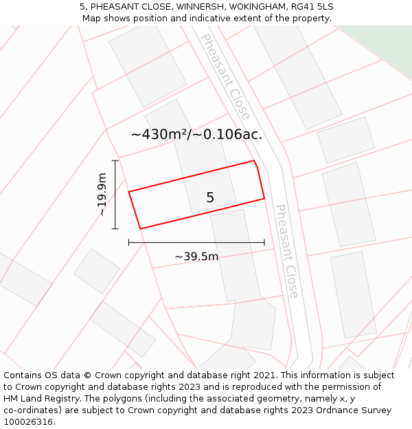 5, PHEASANT CLOSE, WINNERSH, WOKINGHAM, RG41 5LS: Plot and title map