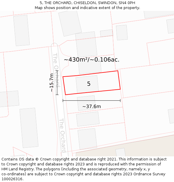 5, THE ORCHARD, CHISELDON, SWINDON, SN4 0PH: Plot and title map