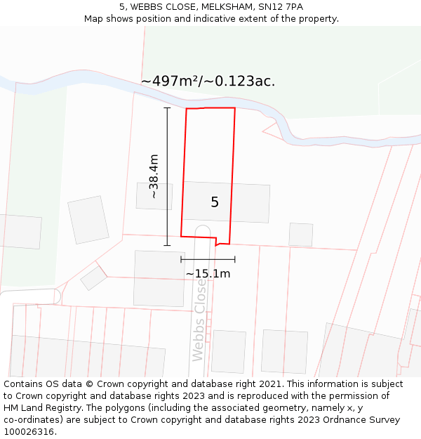 5, WEBBS CLOSE, MELKSHAM, SN12 7PA: Plot and title map