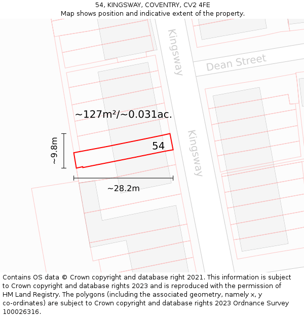 54, KINGSWAY, COVENTRY, CV2 4FE: Plot and title map