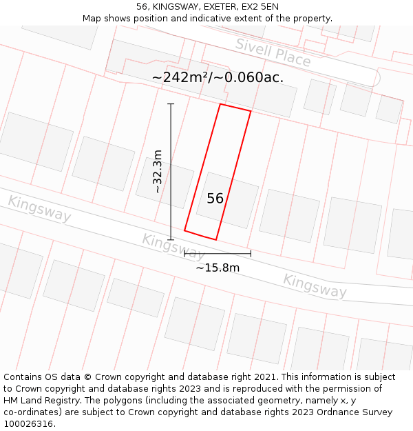 56, KINGSWAY, EXETER, EX2 5EN: Plot and title map
