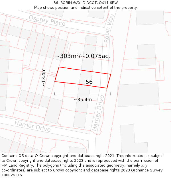 56, ROBIN WAY, DIDCOT, OX11 6BW: Plot and title map