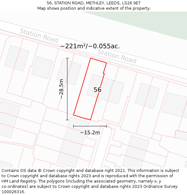 56, STATION ROAD, METHLEY, LEEDS, LS26 9ET: Plot and title map