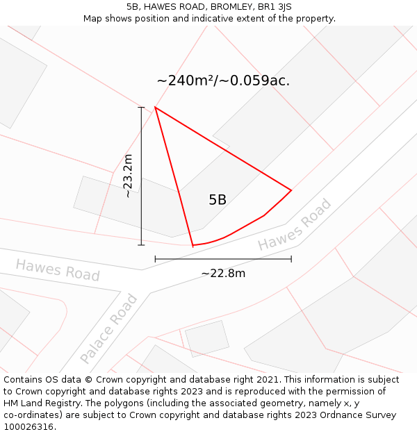 5B, HAWES ROAD, BROMLEY, BR1 3JS: Plot and title map