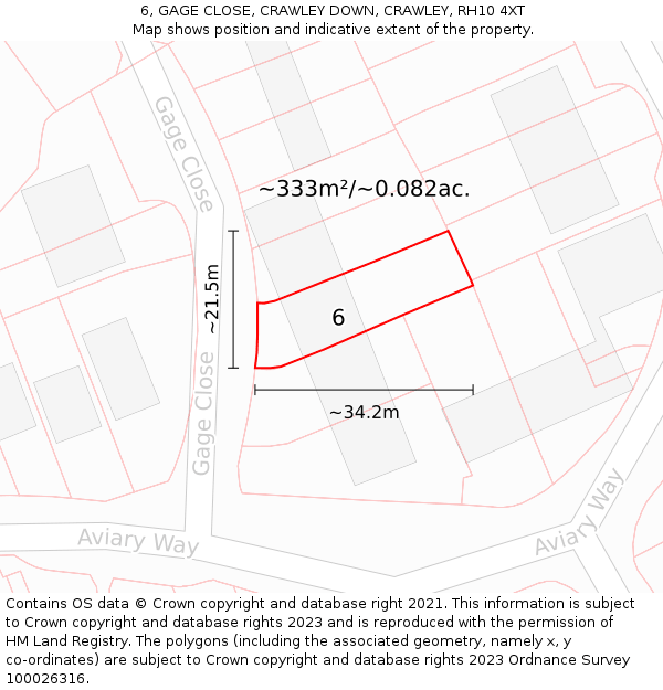 6, GAGE CLOSE, CRAWLEY DOWN, CRAWLEY, RH10 4XT: Plot and title map