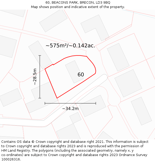 60, BEACONS PARK, BRECON, LD3 9BQ: Plot and title map
